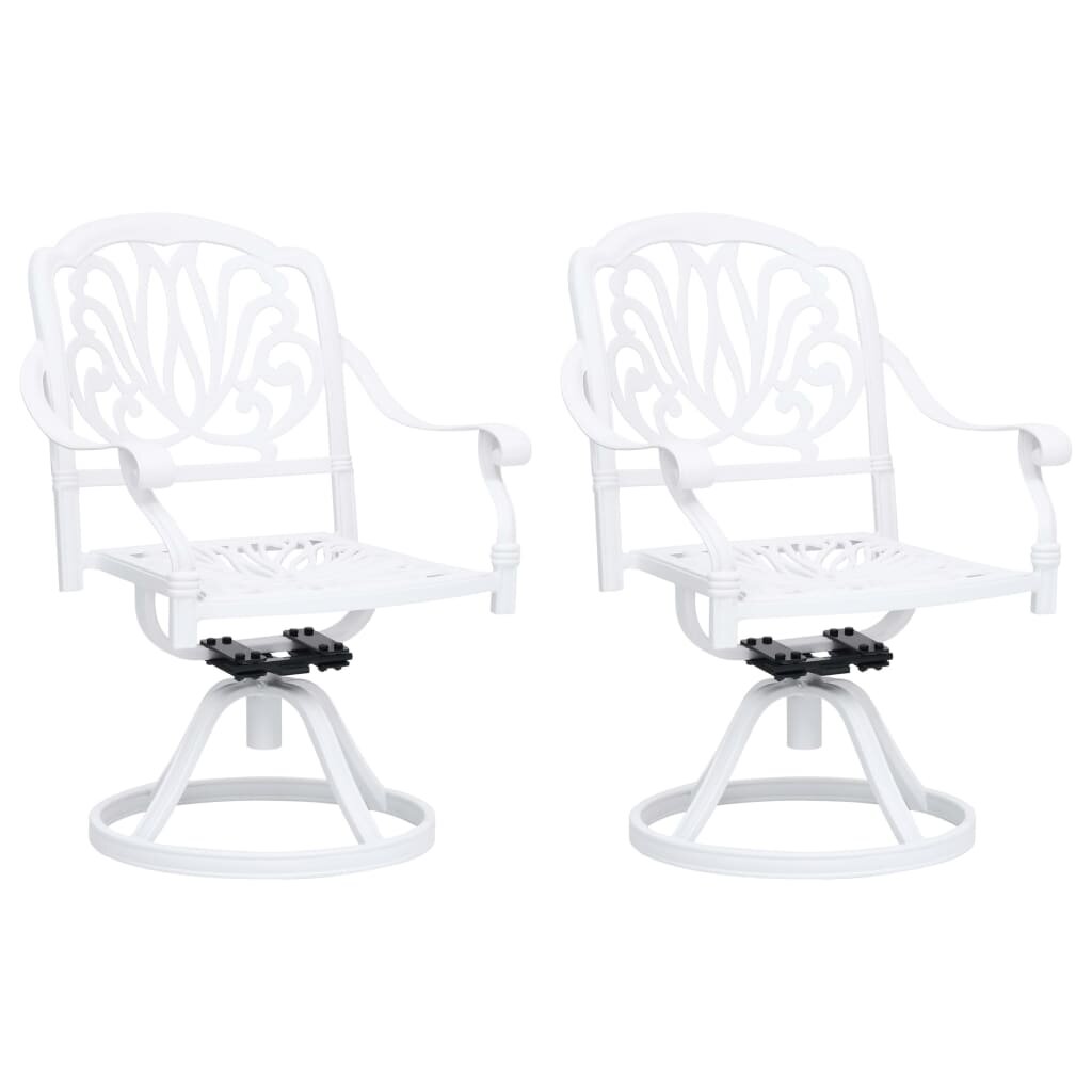 Swivel Garden Chairs 2 pcs Cast Aluminum White