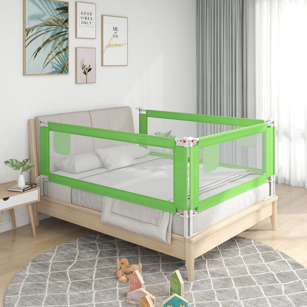 [EU Direct] vidaxl 10197 Toddler Safety Bed Rail Green 200x25 cm Fabric Polyester Children's Bed Barrier Fence Foldable