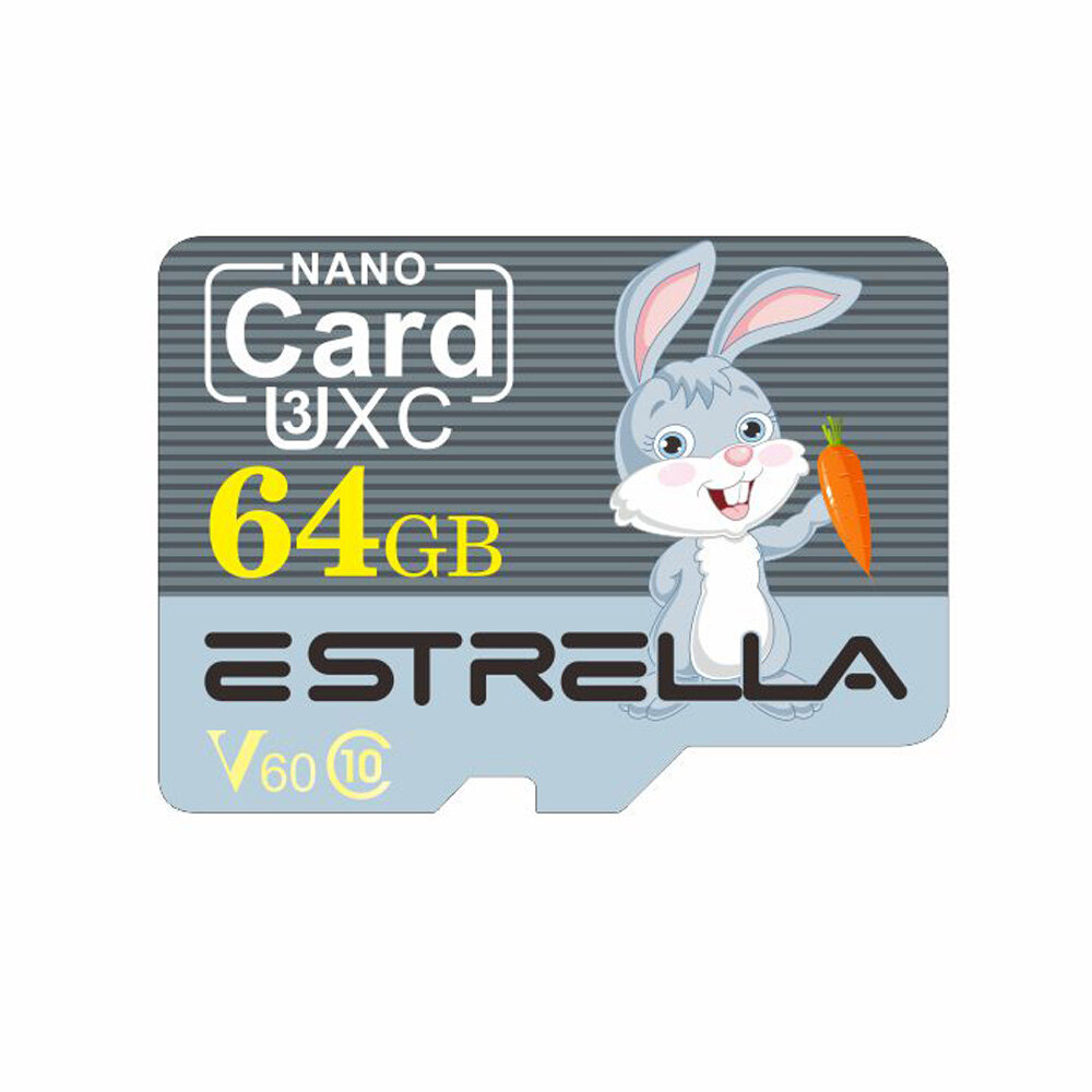 Estrella-geheugenkaart 32G 64G TF-kaart C10 V60 U2 Smartcard met SD-adapter voor mobiele telefooncam