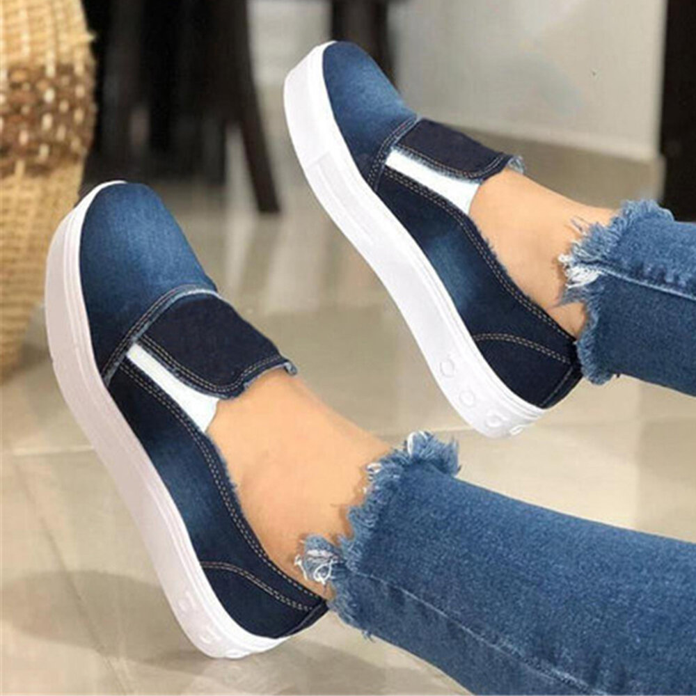 Image of Frauen Plus Gre Slip On Canvas Elastic Band Casual Daily Canvas Flats