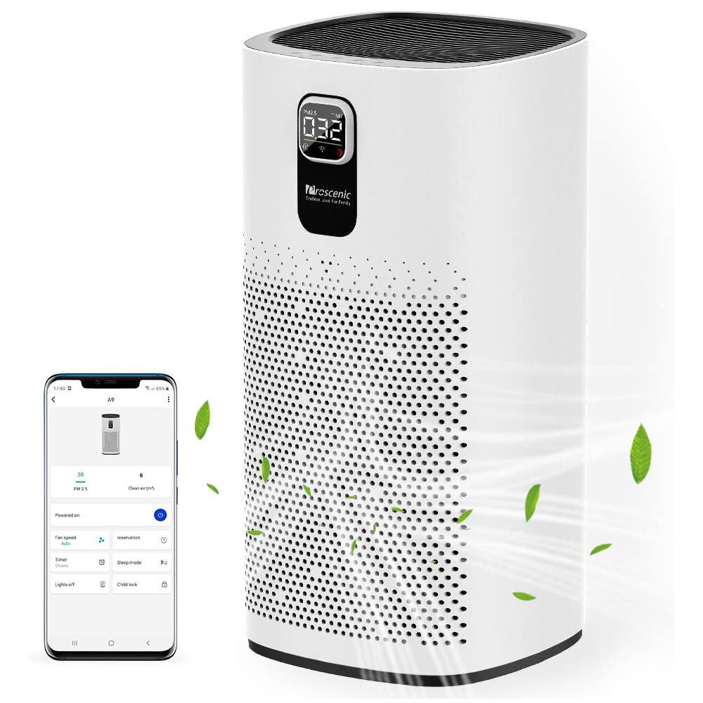 Proscenic A9 Air Purifier LED Display 460m?/h CADR 4 Gear Wind Speed Remove 99.97% Dust Smoke Pollen