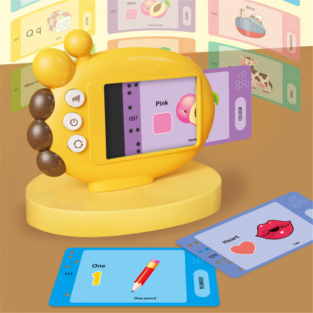 60pcs English Giraffe Card Reader Big Screen Early Childhood Montessori Education Mini Letter Learning Machine For Kids