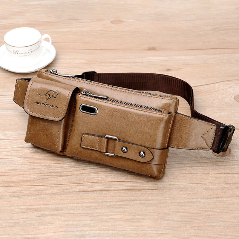 Men Vintage Faux Leather Multifunction Wear-Resistant Crossbody Bag Sling Bag Chest Bag
