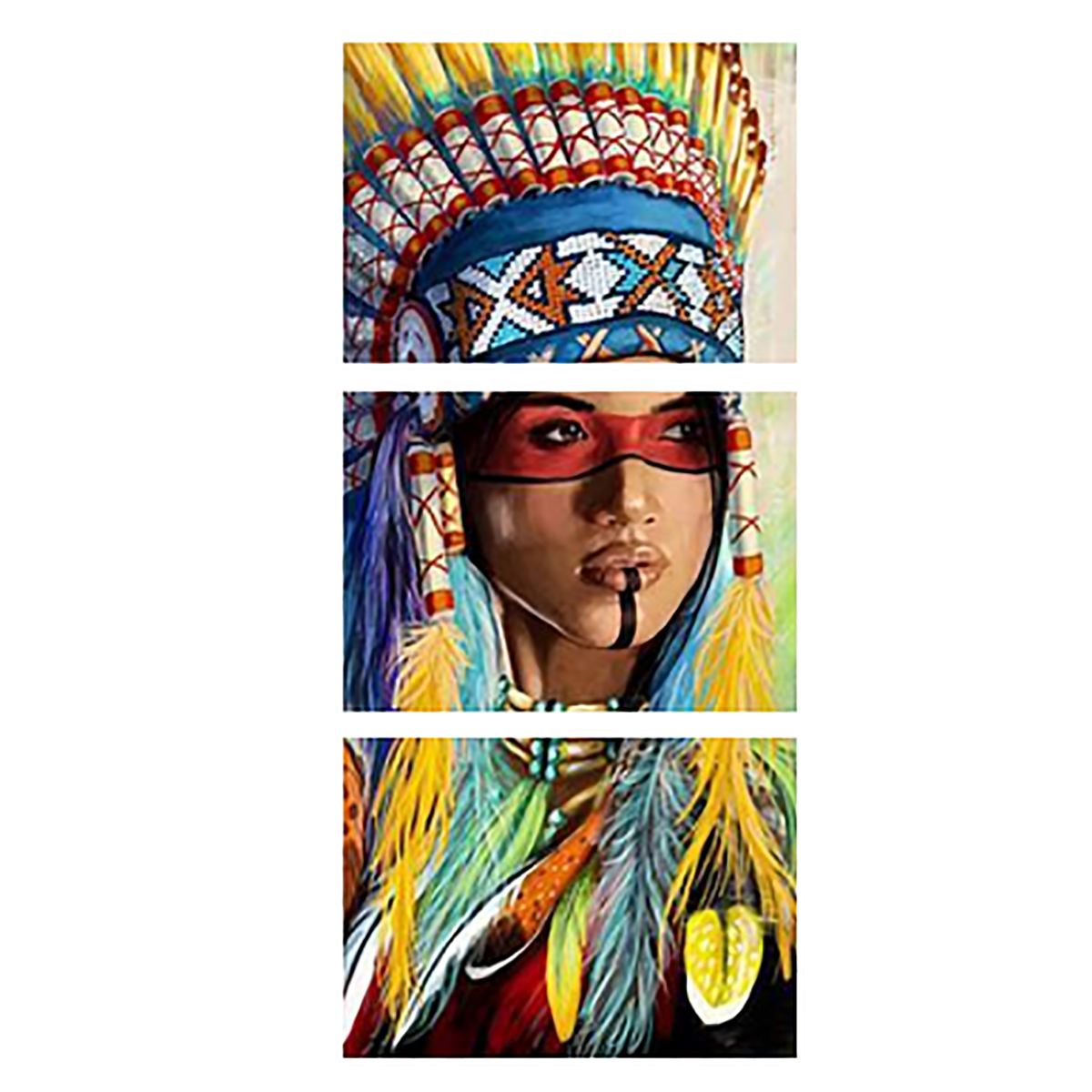 

3Pcs Canvas Print Paintings Indian Girl Oil Painting Wall Decorative Printing Art Picture Frameless Home Office Decorati