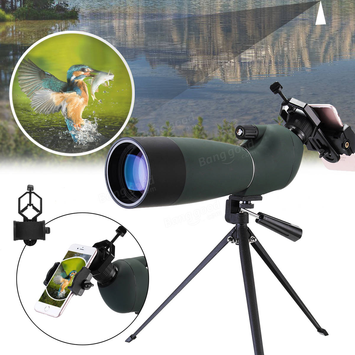 LUXUN 25-75x70 Zoom Monocular HD BAK4 Optic Bird Watching Spotting Telescope +Tripod+Phone Holder