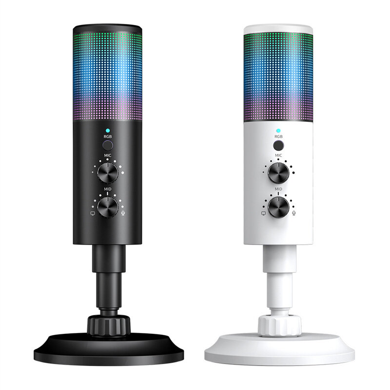 

AK9 RGB Condenser USB Wired Microphone Professional Live Streaming Mic with Mute Button Noise Reduction for Gaming Recor