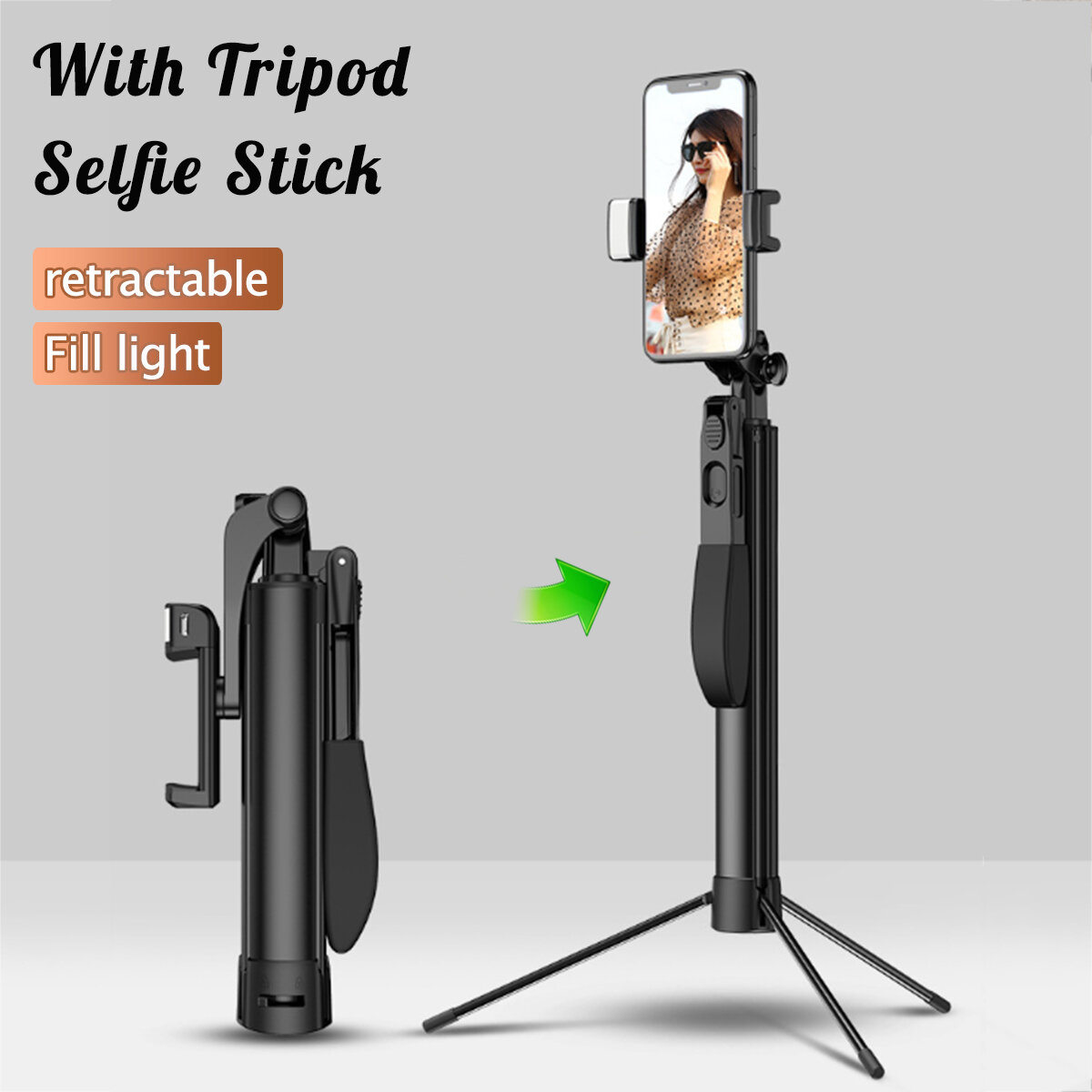 Bakeey Universal Tripod bluetooth Remote Shutter Telescopic Selfie Stick Portable Durable Tripod Selfie Stick