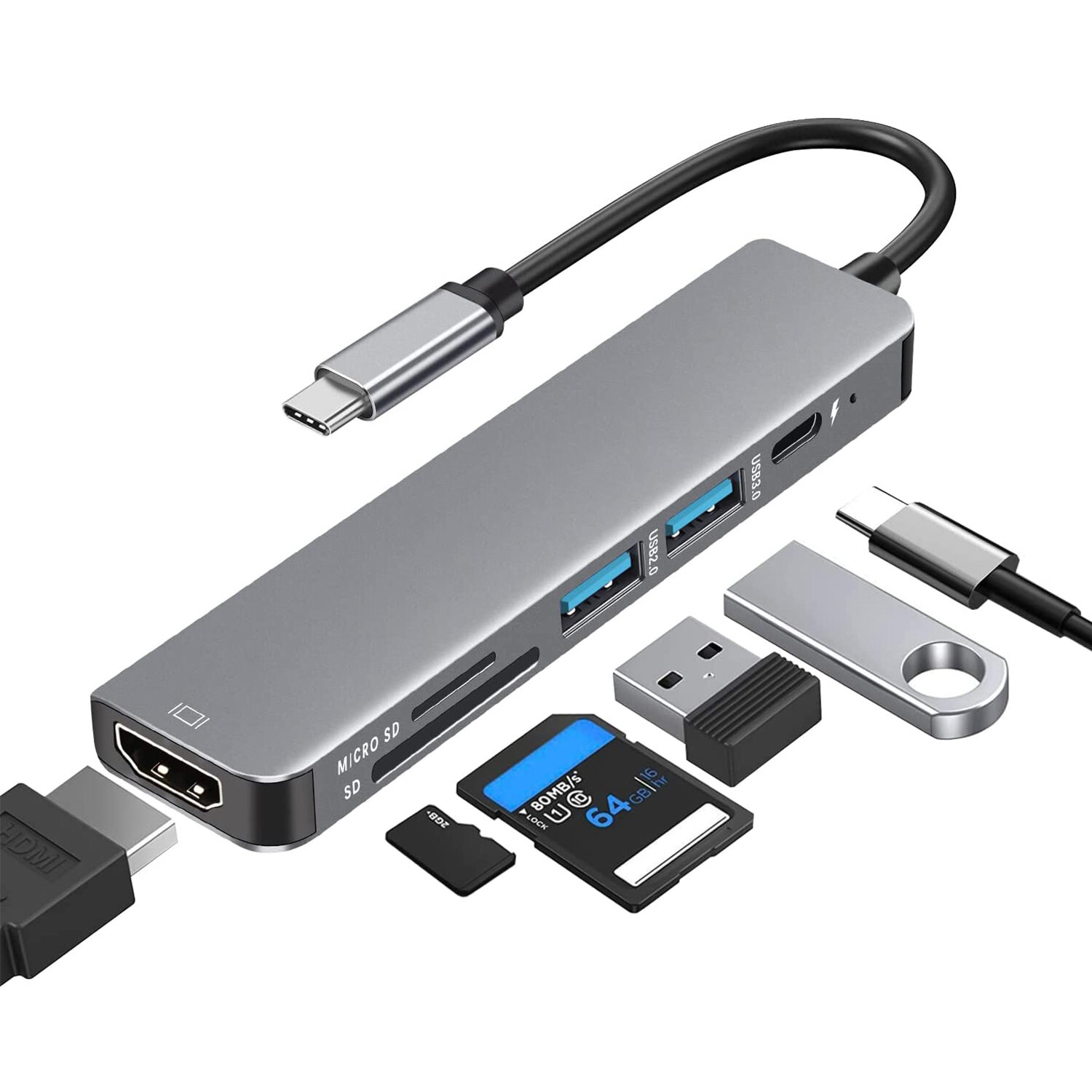 Bakeey 6 in 1 USB C Hub Adapter HDMI 4K at 30Hz za $8.99 / ~40zł