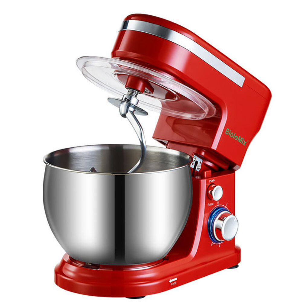 

BioloMix 1200W 5L Stainless Steel Bowl 6-speed Kitchen Food Stand Mixer Cream Egg Whisk Whip Dough Kneading Mixer Blende