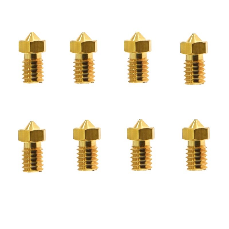 

TWO TREES® 8Pcs V6 Brass Nozzle 0.2/0.3/0.4/0.5/0.6/0.8/1.0/1.2mm M6 Thread 1.75mm Nozzle for 3D Printer