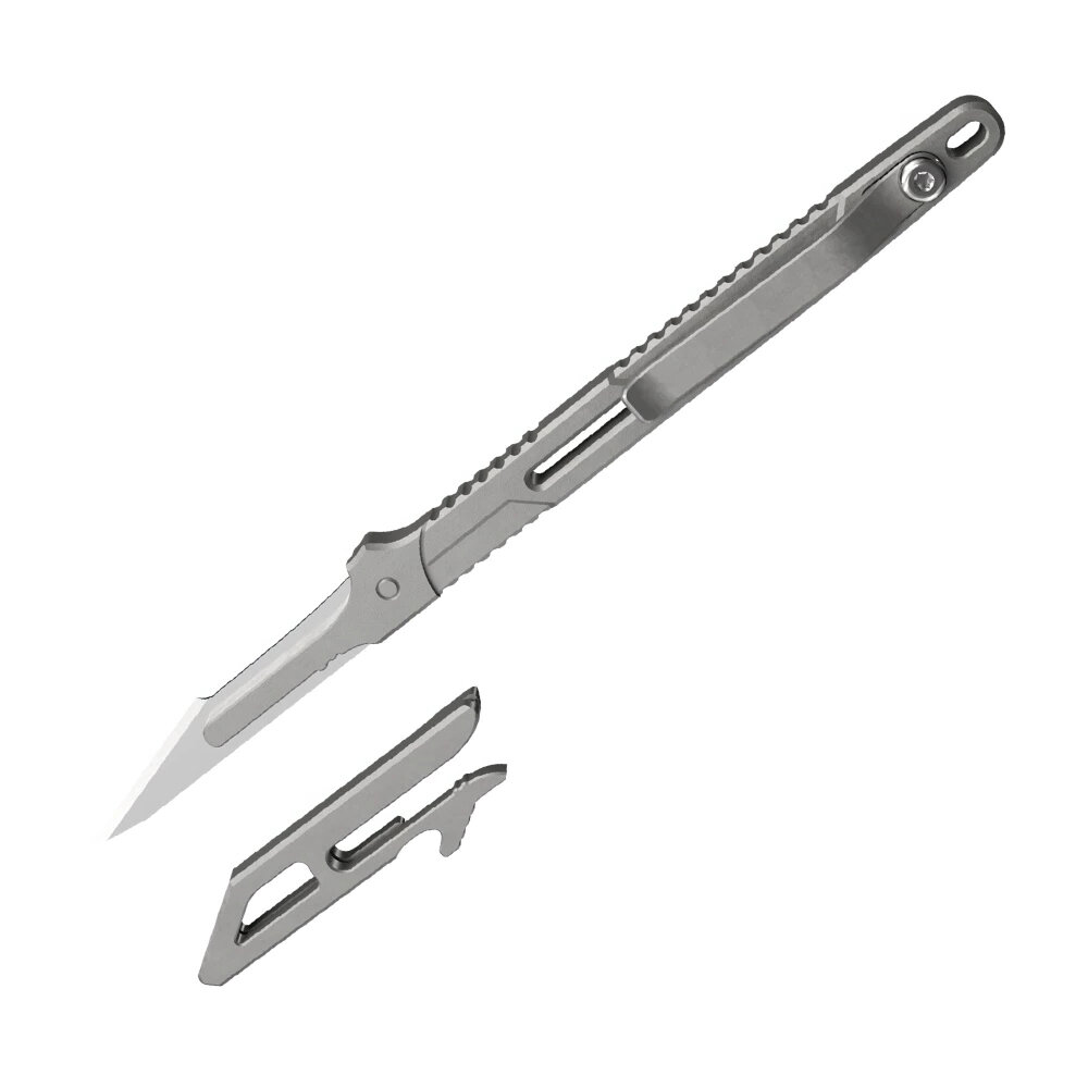 Cuchillo de bolsillo NITECORE NTK07 de titanio de aviación TC4 Ti Alloy ultra delgado y ligero de 114,5 mm de longitud, herramienta multiusos para exteriores y corte diario.