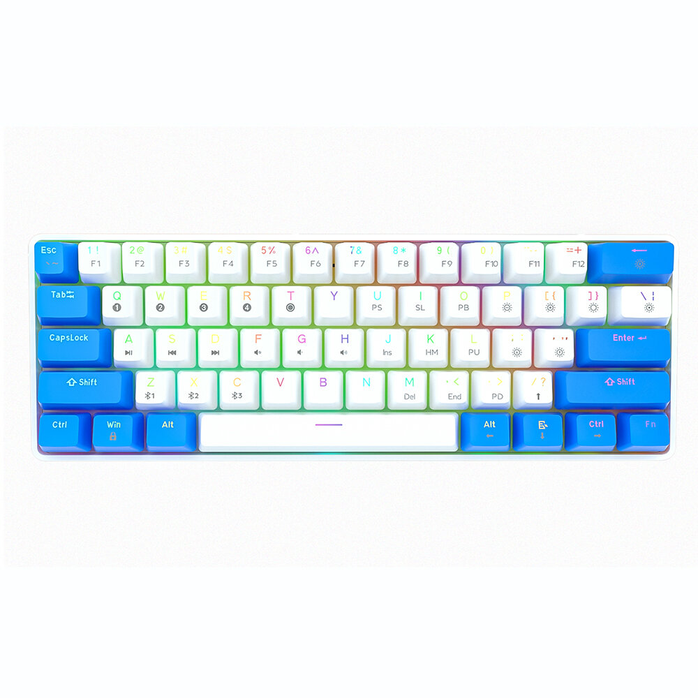TMKB GK61 Mechanical Gaming Keyboard 61 Keys Full-Key Programmable PBT Translucent Keycaps Dual-Mode bluetooth 5.1 Type-
