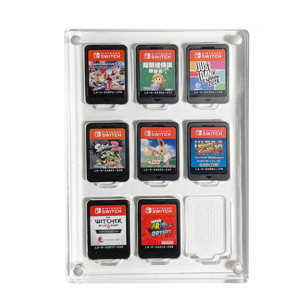 Spielkartenetui für Nintendo Switch 9 Patronensteckplätze Schutzhülle Stoßfeste Vitrine Transparente Acrylspielaufbewahr