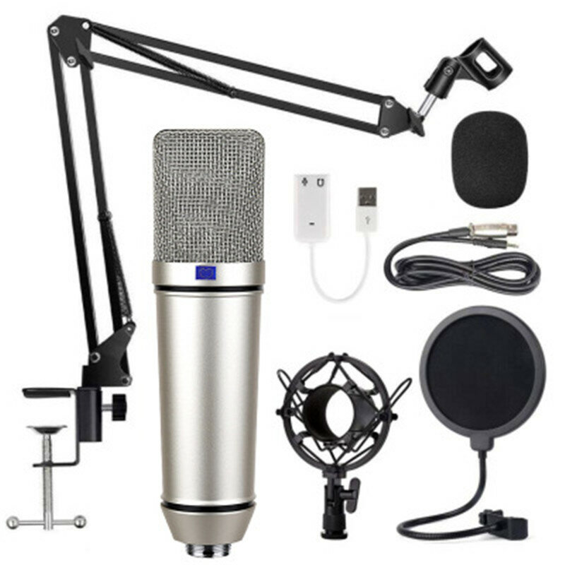 

LEORY U87 Condenser Microphone Stand Anchor Recording Set Wired Mic K Song KTV Game Live Broadcast Karaoke PC DJ Audio f