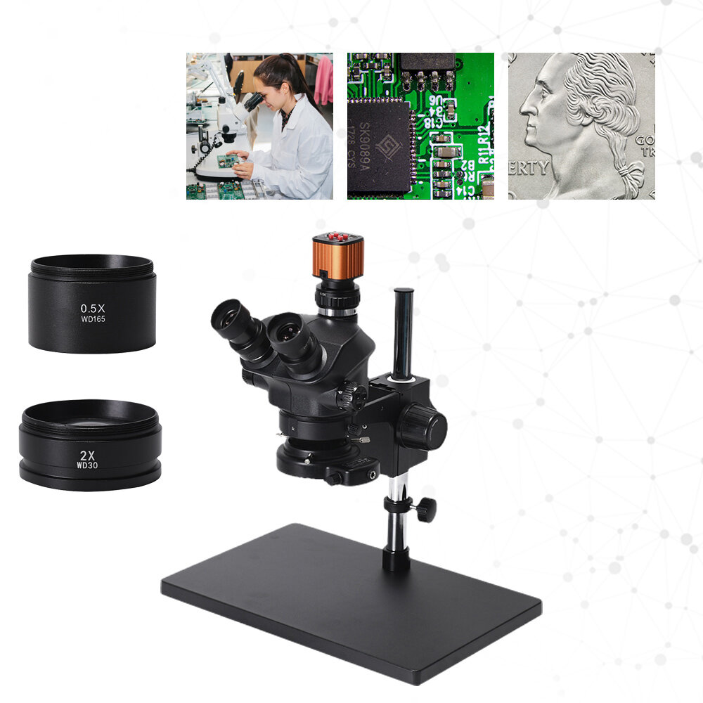 

24MP HDMI 3.5X-100X Simul-Focal Trinocular Stereo Microscope with Digital USB Soldering PCB Jewelry Repair Kit