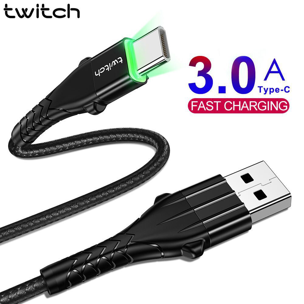 Twitch Data Cable 3A USB Type- C Fast Charging Line For Huawei P40 Pro Mate 30+ Mi10 Note 9S