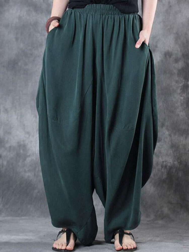 Image of Damen Hohe elastische Taille lose Harem Baggy Pant