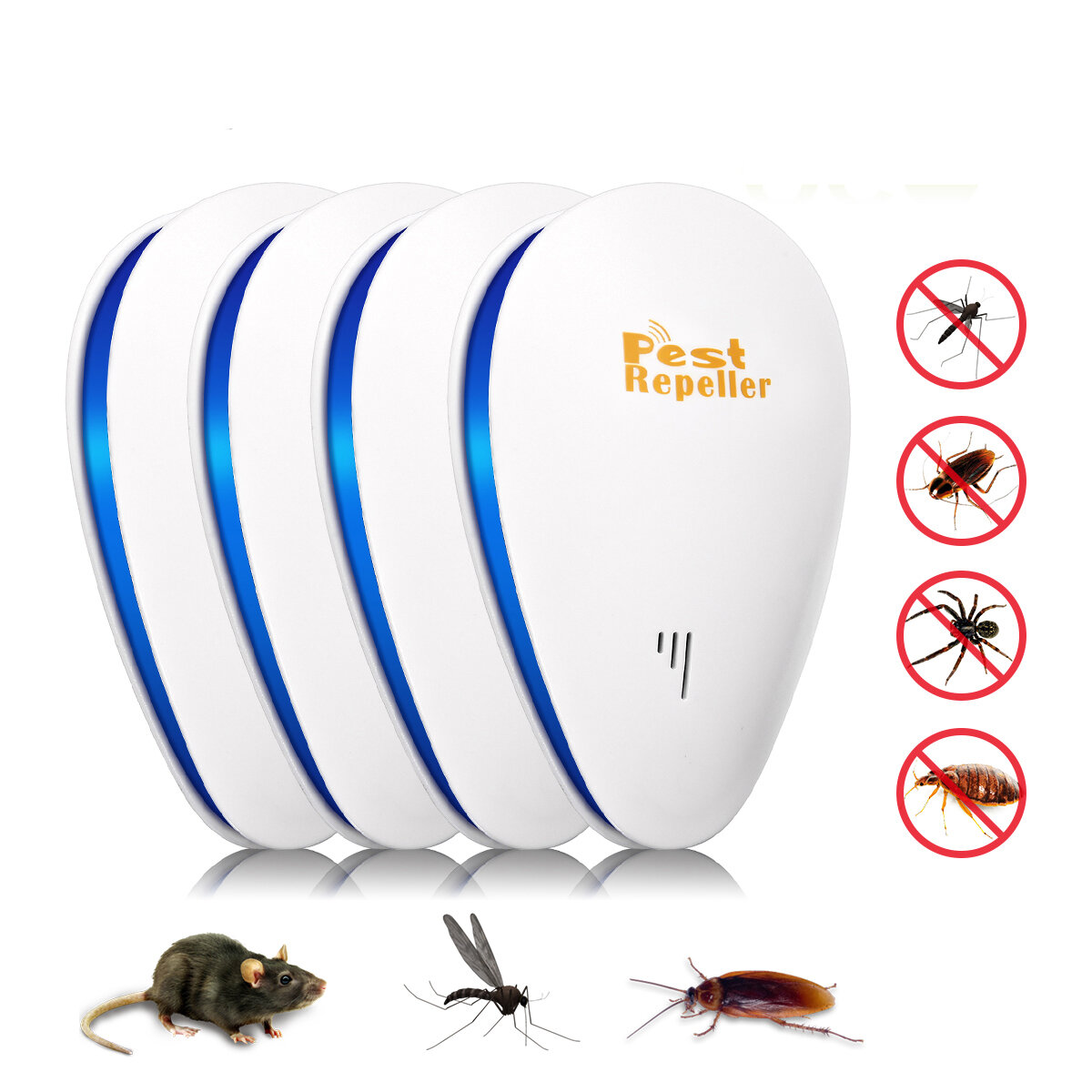 CHARMINER 4PCS Water droplet-shaped Ultrasonic Electronic Mosquito Repellent with Plug Frequency Repeller Cockroach Repe