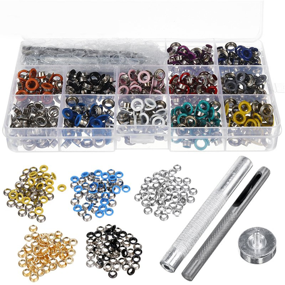 540PCS Grommets Set Durable Clothing Metal Eyelets Button With Installation Tools
