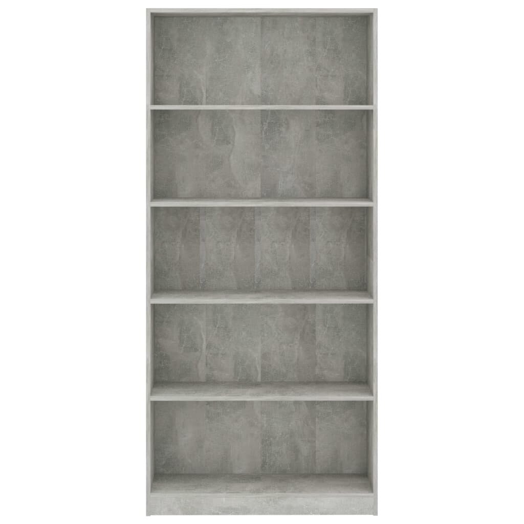 

5-Tier Book Cabinet Concrete Gray 31.5"x9.4"x68.9" Chipboard