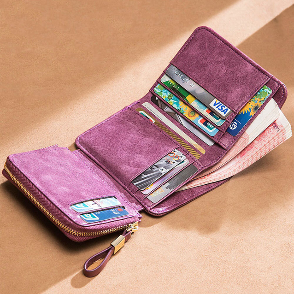 Portefeuille en cuir multifonctionnel de livre de carte de visite avec fermeture à glissière porte-monnaie avec porte-mo
