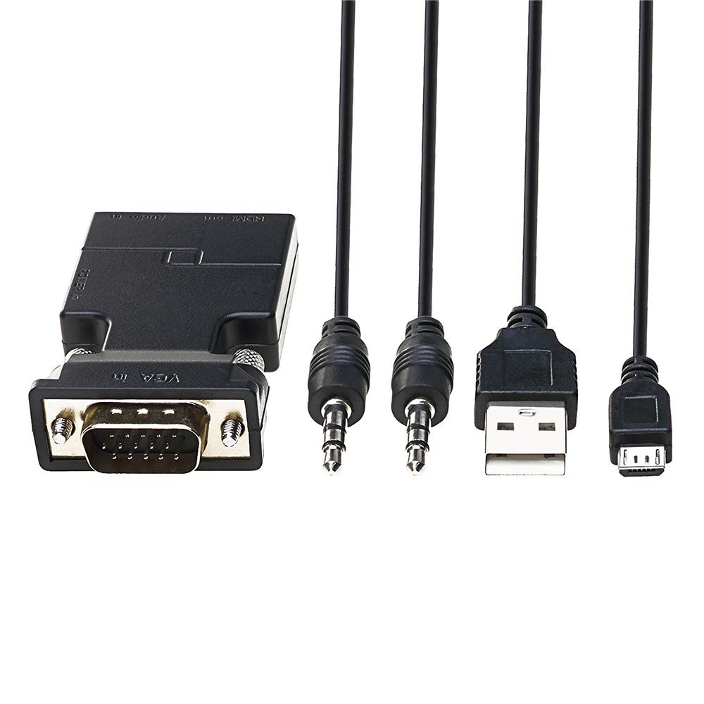 Cabledeconn E0506 VGA Male to HDMI Female Converter 1080P HDMI Adapter Box Audio Port VGA Extension 