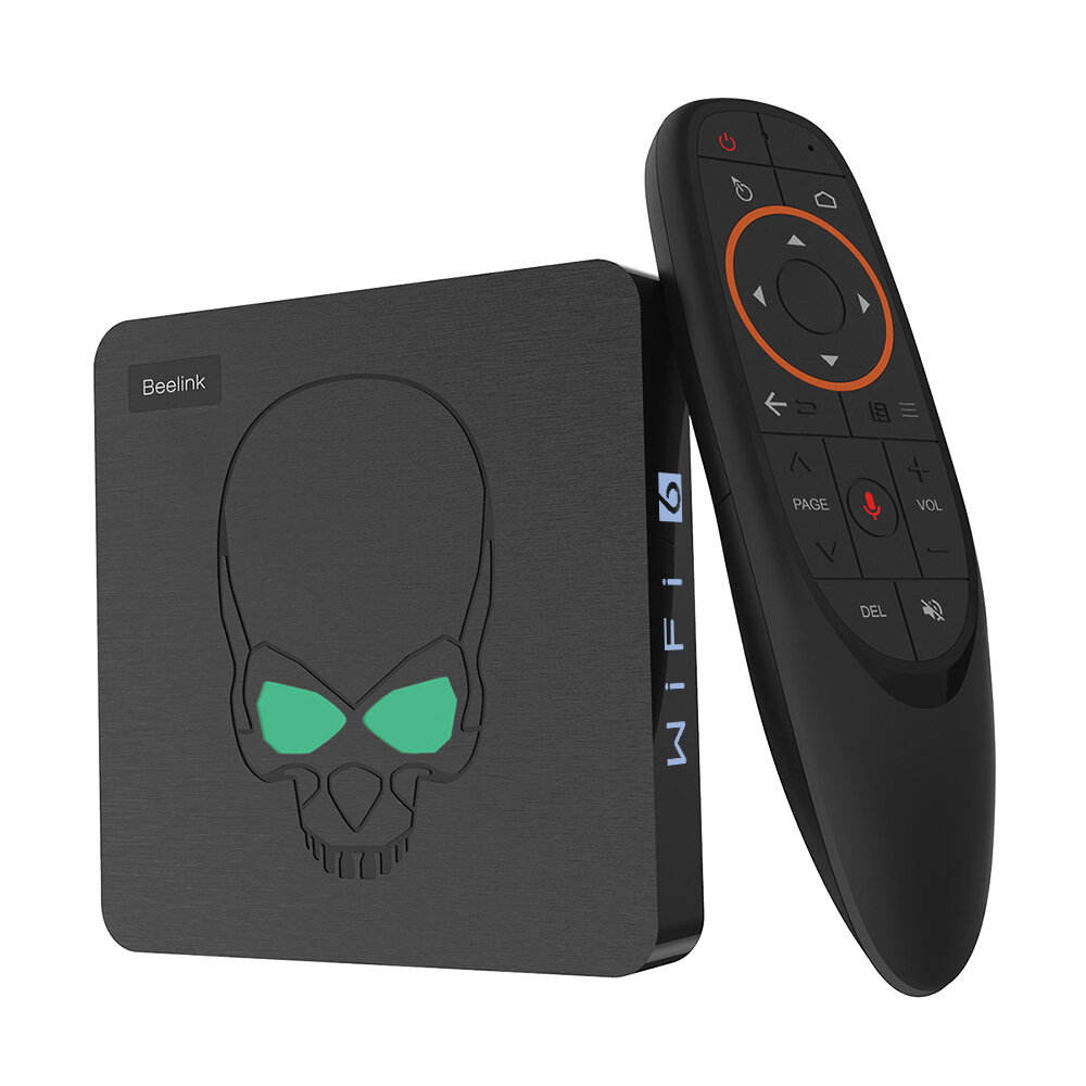 Beelink gt king amlogic s922x 4gb ddr4 ram 64gb rom 1000m lan wifi6 5.8g bluetooth 4.2  android 9.0 4k hd tv box with voice remote control