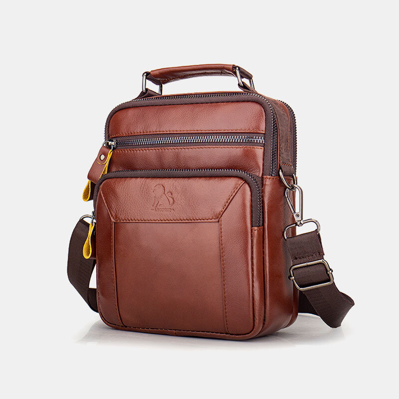 Men Genuine Leather Multi-pocket Multifunction Crossbody Bag Handbag Sling Bag