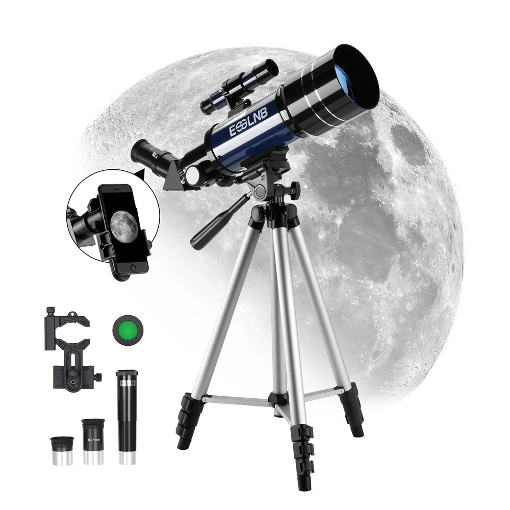 [EU/US Direct] ESSLNB 15X-180X Astronomical Telescope 70mm Aperture Refractor Telescopes with Phone Adapter & Adjustable Tripod for Astronomy Beginners