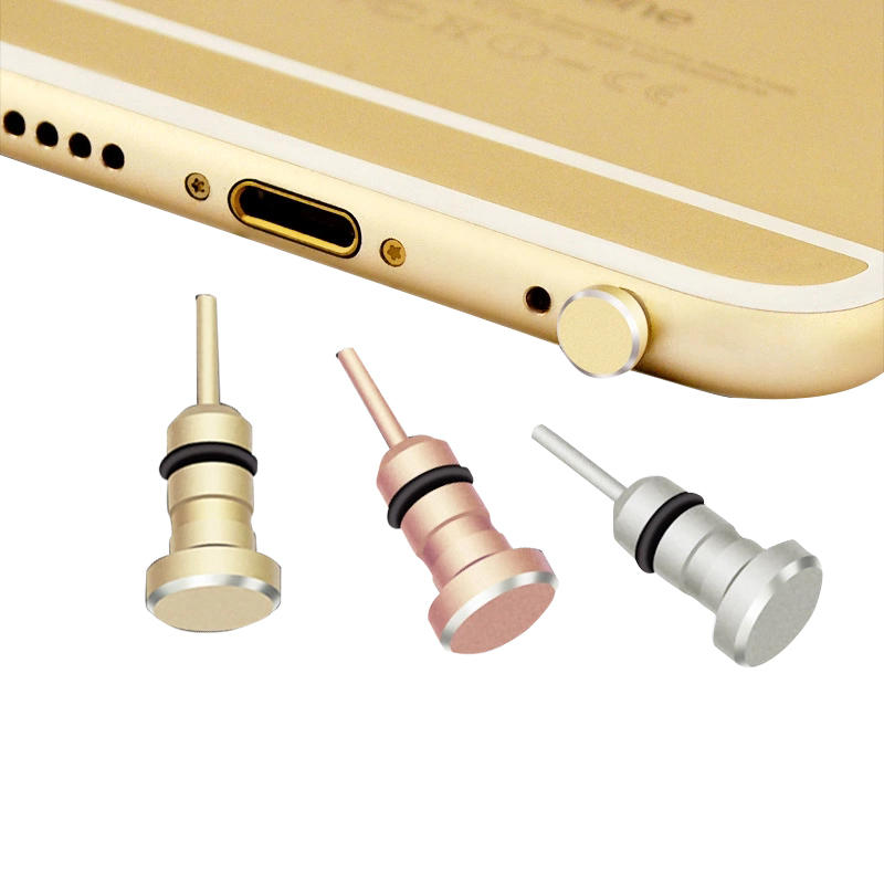 2-in-1 Metal Dust Plug oortelefoon Port SIM-kaart lade Eject Pin Naald voor iPhone 6 Android Smartph
