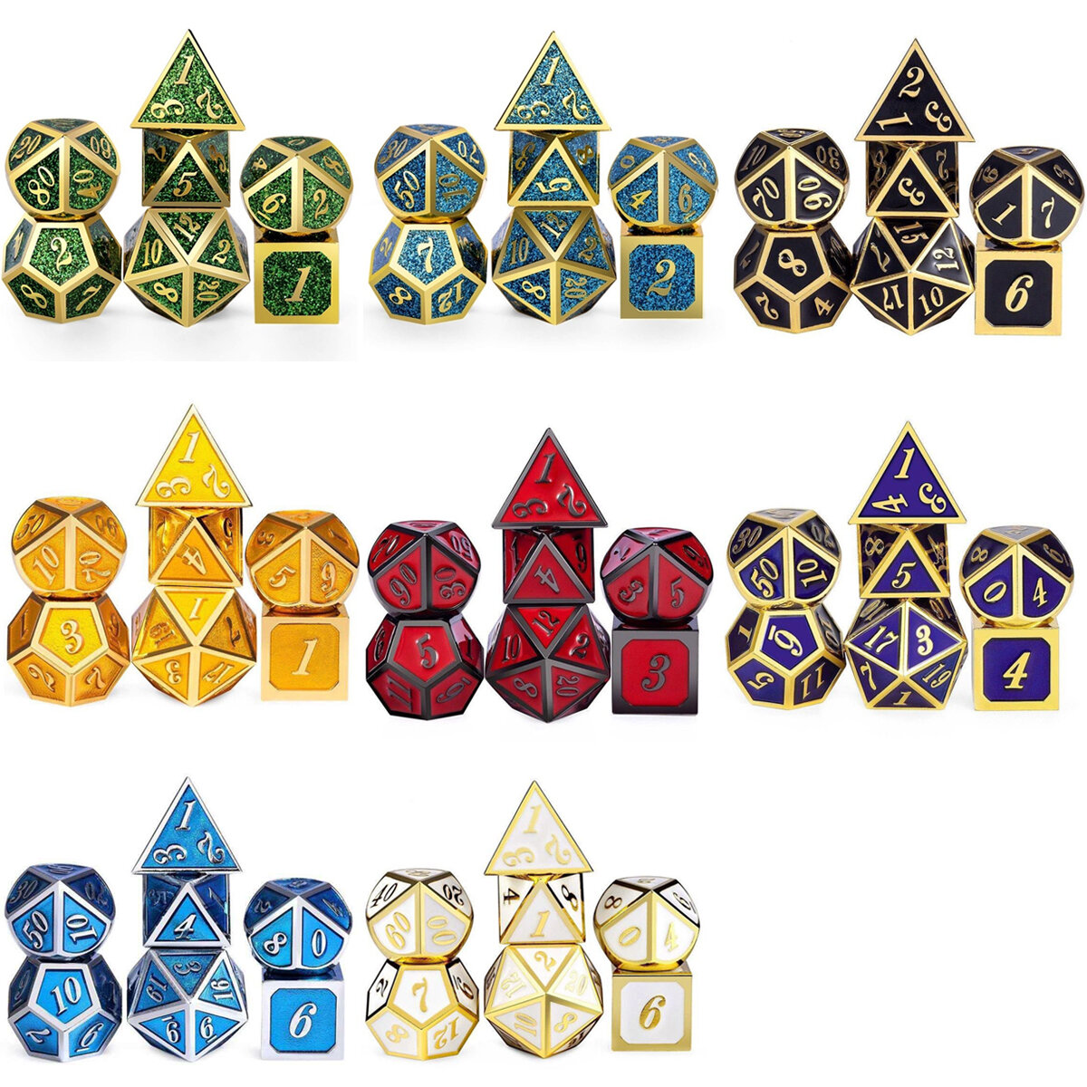 7 Pcs/Set Metal Dice Set Role Playing Dragons Table Board Game Toys With Cloth Bag Bar Party Game Di