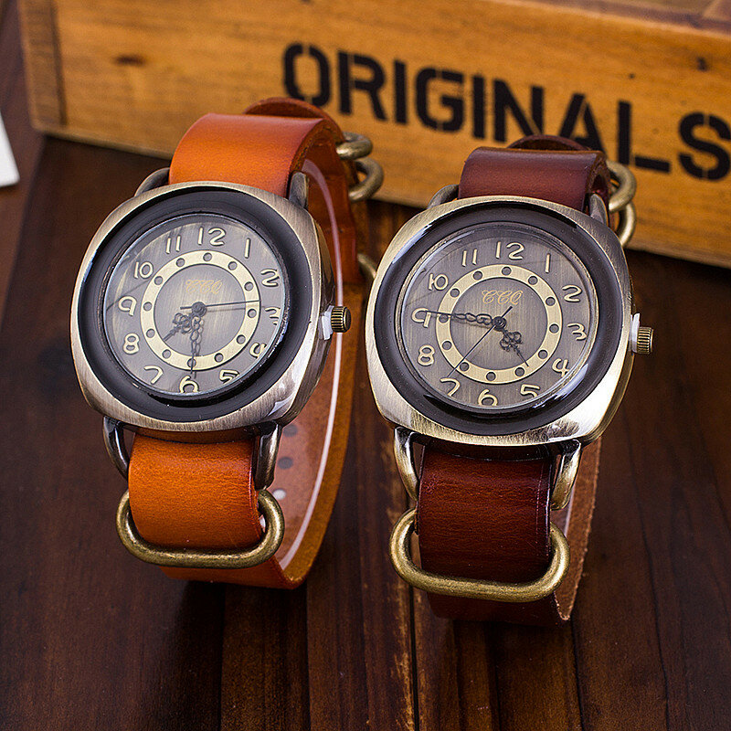 

Deffrun Retro Style Square Dial Unisex Wrist Watch Genuine Leather Band Quartz Watch