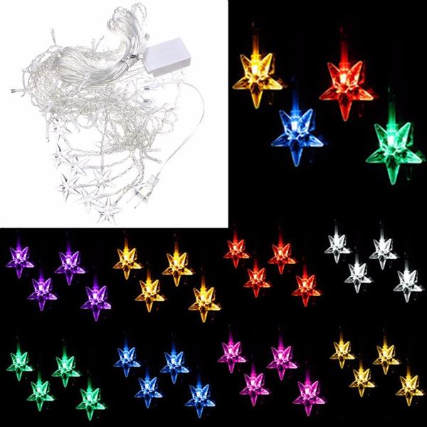 Multi 3.5M 100SMD étoile à cinq branches LED chaîne rideau lumières lumières de noël décoration de mariage de noël 110V