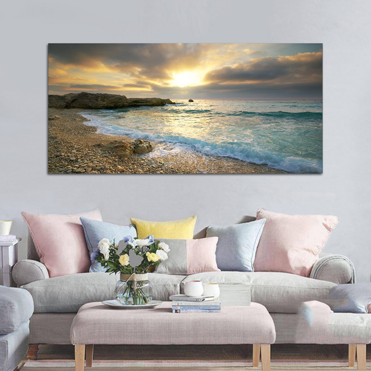

Пляжный Холст Печать Ocean Wave Sunset Sea No Frame Картины Art Wall Home Decor