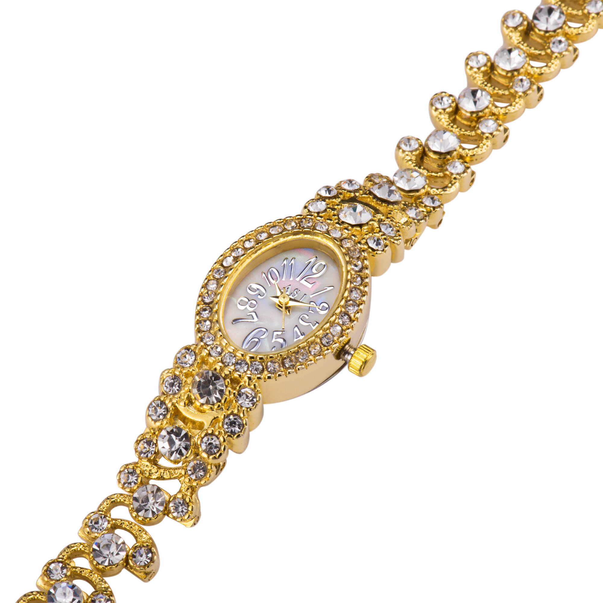 

Deffrun ASJ Luxury Delicate with Diamonds Oval Dial Women Waterproof Stainless Steel Strap Quartz Watch