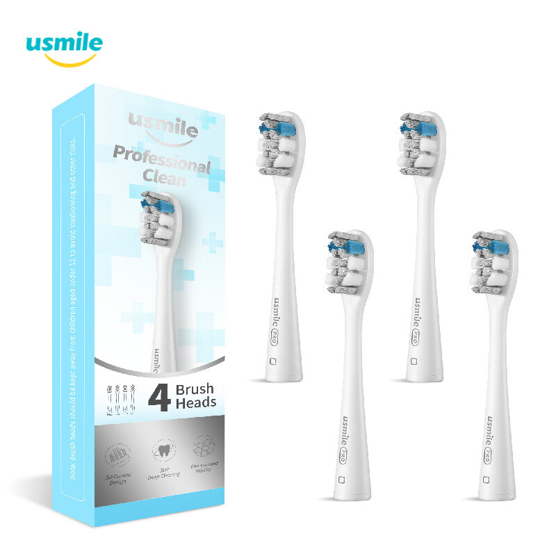 USMILE 4PCS Pro Replacement Head Brush Heads Grey For usmile Electric Toothbrush Deep Cleaning Tooth