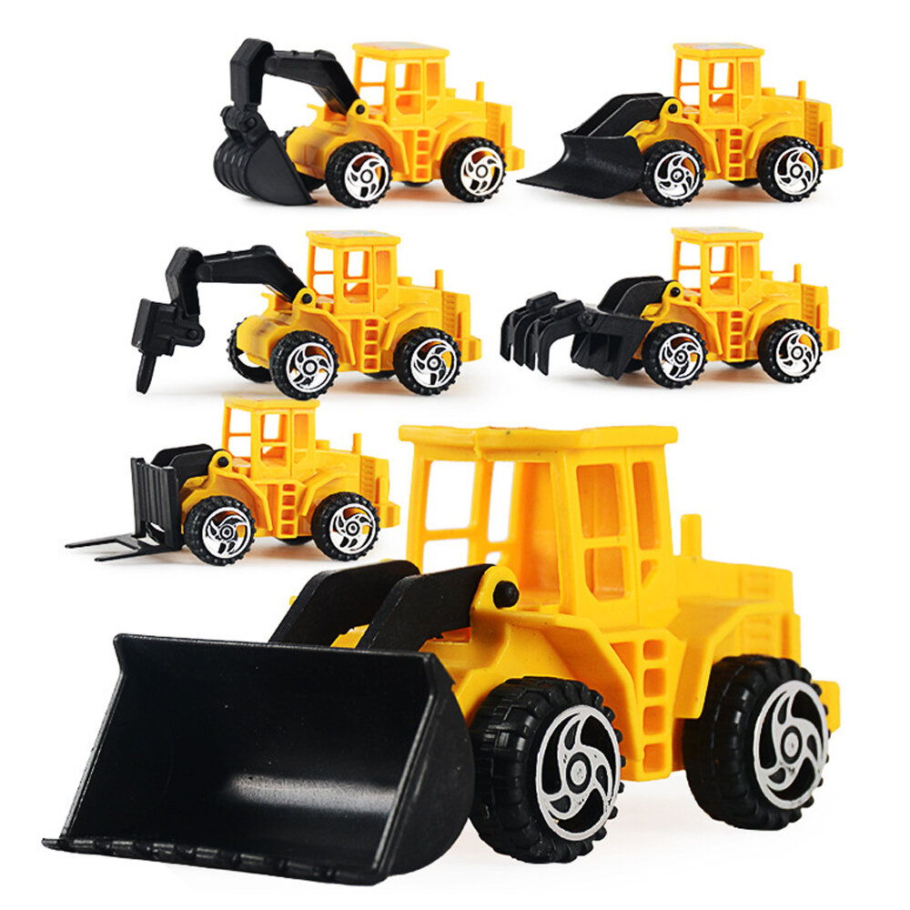 6 stks Mini Bouwvoertuig Sliding Inerti?le Bulldozer Graafmachine Diecast Auto Model Speelgoed Set v