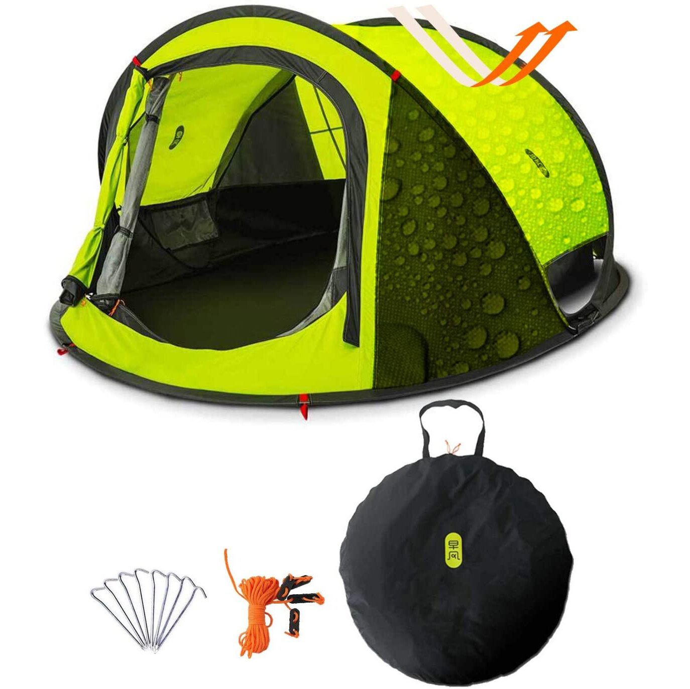 Zenph Podwójna warstwa namiotu dla 3-4 osób z automatycznym otwarciem w 3 sekundy dla rodzinnej kempingowej namiotu na zewnątrz wodoodpornej osłony przeciwsłonecznej.