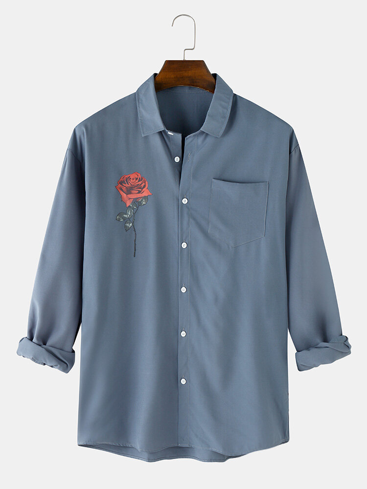 Los vintage overhemd met rozenprint voor heren