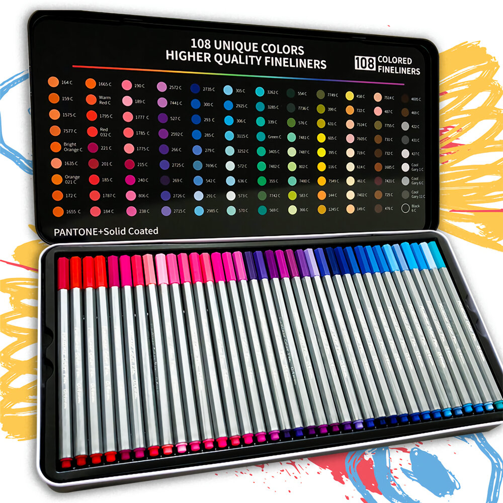 

108 Colors 0.4mm Hook Line Pen Set Fine Line Colored Sketch Arts Drawing Marker Pens for Artist Stationery Painitng Tool