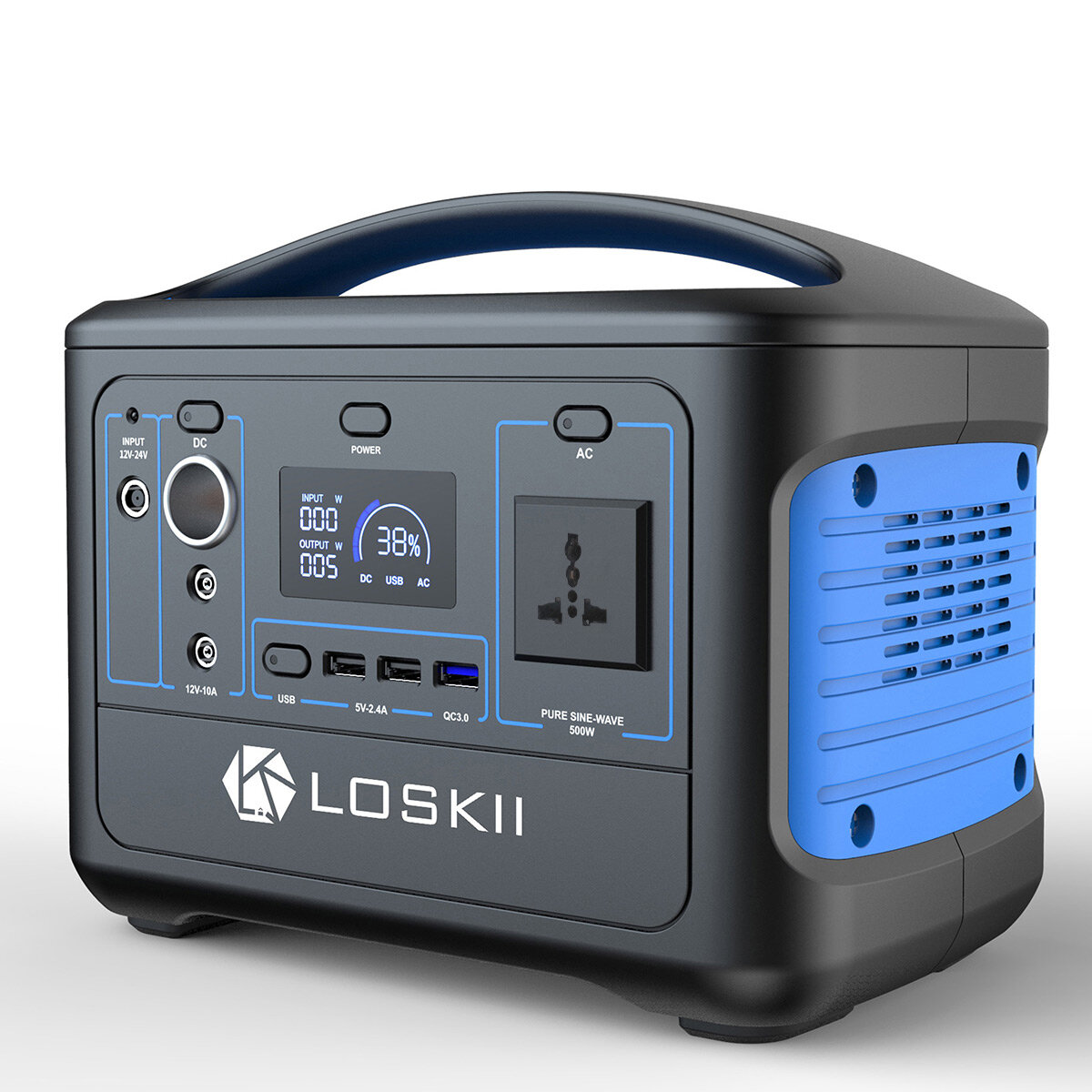 Loskii LK-PS10 Estação de energia externa portátil Bateria Gerador 220-230V 568Wh / 153600mAh Gerador solar para acampamento Fonte de energia de emergência LCD Display para acampamento ao ar livre