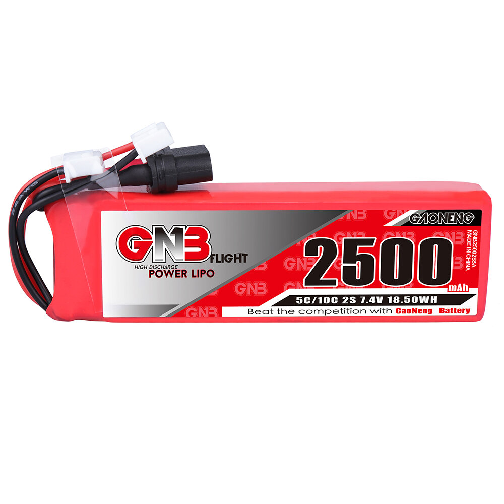 

Gaoneng GNB 7.4V 2500mAh 5C 2S Lipo Battery XT60 Plug forFrsky Taranis X9D Plus Transmitter