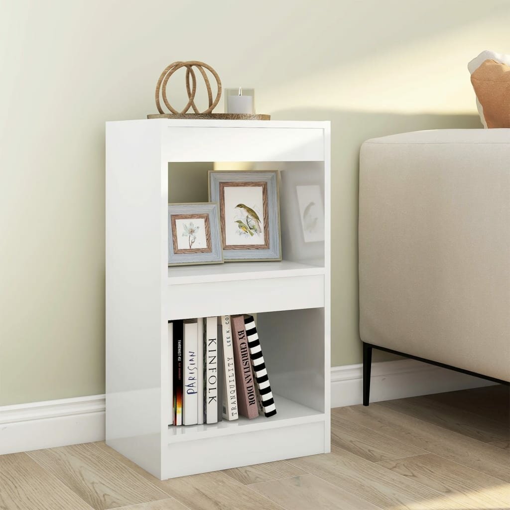Book Cabinet/Room Divider High Gloss White 15.7