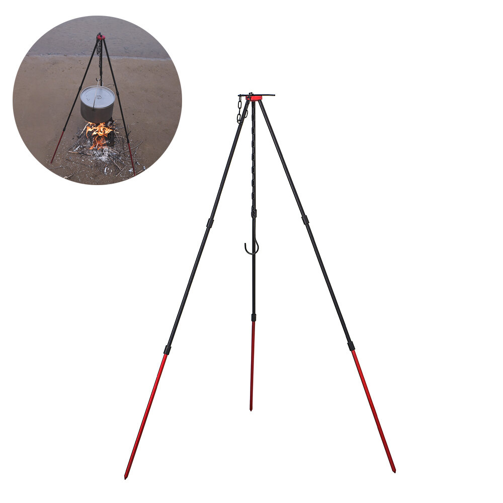 Multifunction Camping BBQ Tripod Bonfire Portable Hanging Water Jugs Bracket Detachable Barbecue Cookware