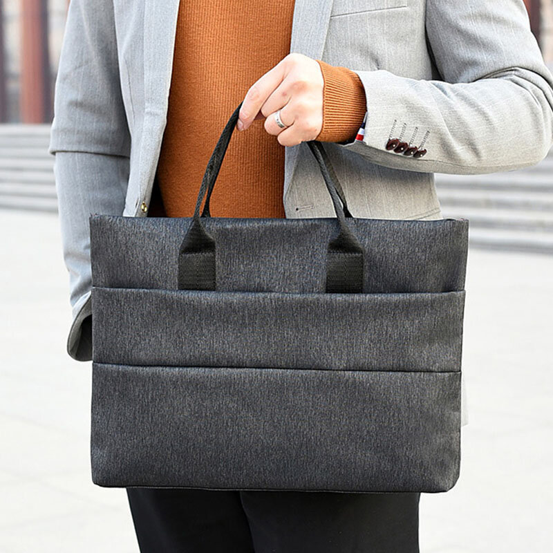 Men Canvas Multi-layer Casual Business Outdoor Portable 13.3 Inch Laptop Bag Handbag
