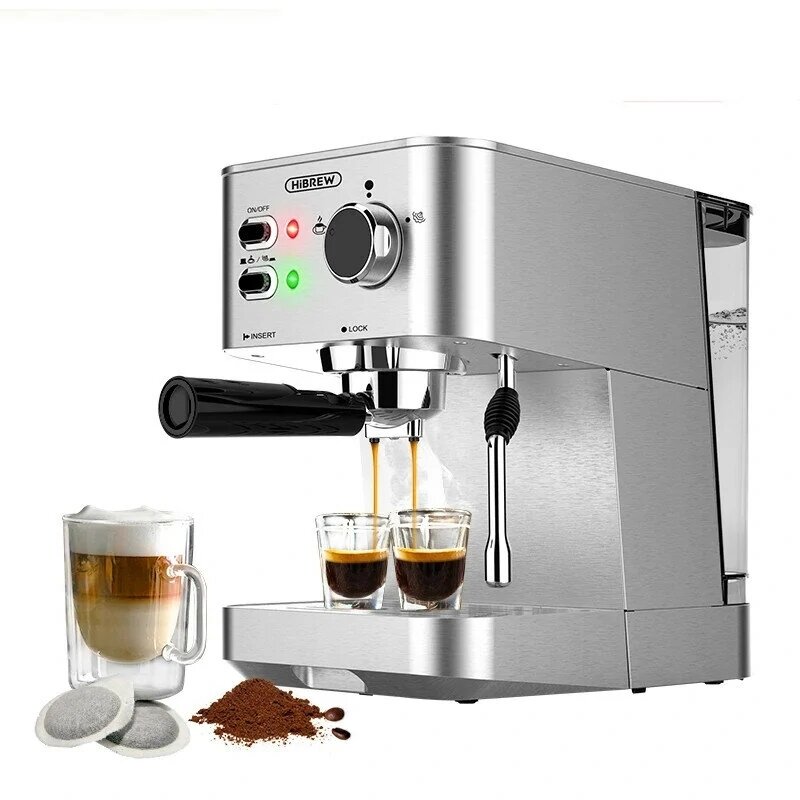HiBREW H10 Powder/Pod dual-use Coffee Espresso Maker 20Bar Espresso Coffee Machine Inox...