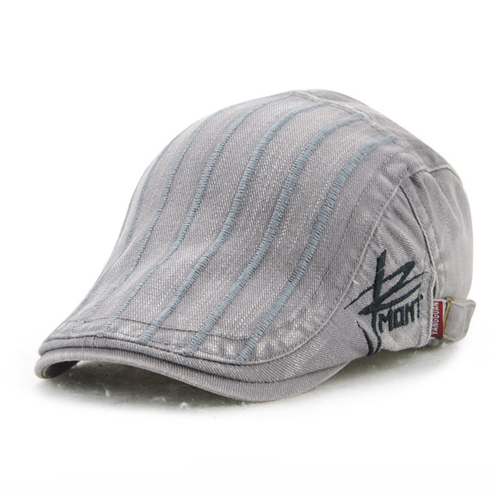Menico Men Embroidered Striped Outdoor Casual Beret Sun Hat Flat Cap
