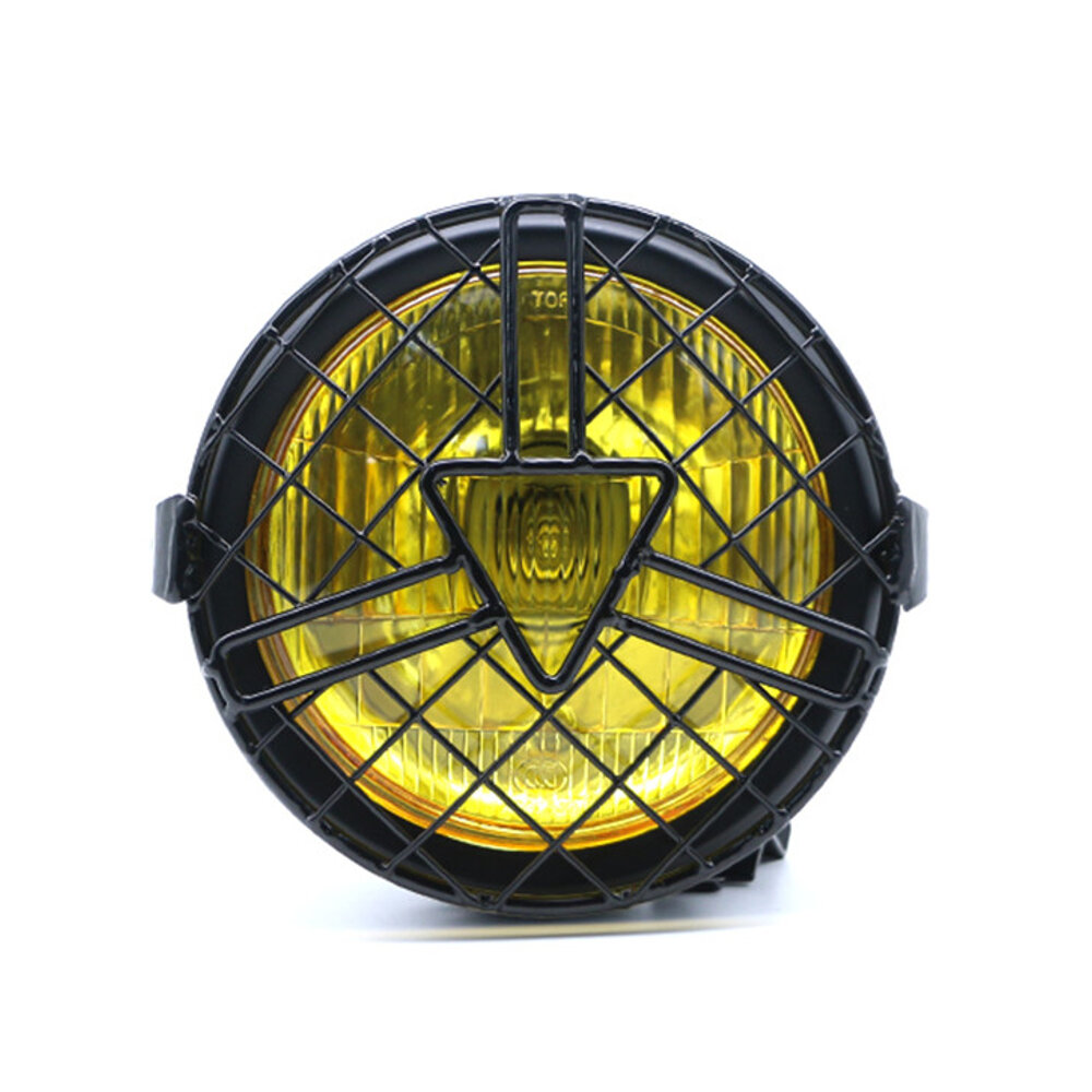 12V 35W 6.3inch Universal Motorcycle Headlights Refit General Head Lamp Grill Yellow/White Cover Ret