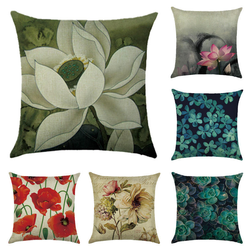 45x45cm Various Flower Style Cotton And Linen Pillowcases Decorations For Home Pillow Case