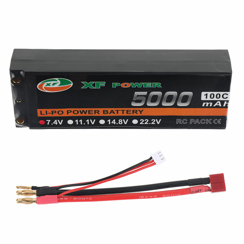

XF POWER 7.4V 5000mAh 100C 2S LiPo Battery T Deans Plug for RC Drone